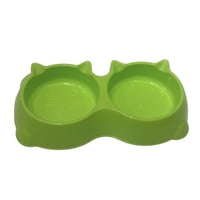 صحن طعام وشراب بلاستيك مزدوج للقطط – حجم وسط