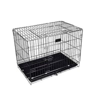 قفص قطط وكلاب حديد قابل للطي - وسط لون أسود