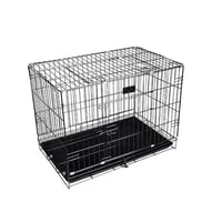 قفص قطط وكلاب حديد قابل للطي - كبير لون أسود