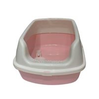 صندوق رمل للقطط بغطاء جزئي ومجرفة تنظيف