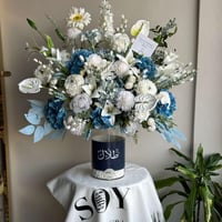 فازة ورد صناعي ابيض | ازرق