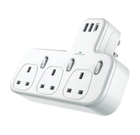 فيش جداري مزود بـ 3 منافذ ثلاثية ومنفذين USB ومنفذ...