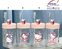 أكواب هيلو كيتي الزجاجية مع غطاء سليكون