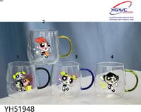 كوب زجاجي بشخصيات فتيات القوة