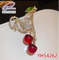 مشبك شعر الطائر والكرز فخامة الطبيعة المتألقة مصمم...