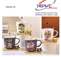 كوب سراميك مع صحن يتميز بشخصية فتيات القوة