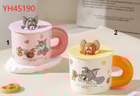 كوب سراميك مع غطاء من السليكون بتصميم شخصيات توم و...