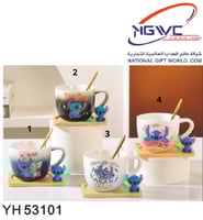 اكواب سراميك مع صحن تتميز بشخصية ستيتش