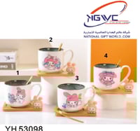 اكواب سراميك مع صحن تتميز بشخصية ميلودي