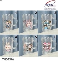 كوب عزل حراري زجاجي مزدوج الجدار يتميز بشخصية لابو...