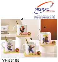 اكواب سراميك مع صحن تتميز بشخصية اسبايدر مان