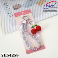 سلسلة مفاتيح فاخرة بتصميم الكرز الكبير المرصع بالك...