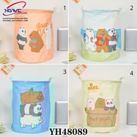 سلة تخزين قماشية بتصميم شخحصيات الدببة الثلاثة