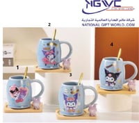 اكواب سراميك مع صحن كرومي