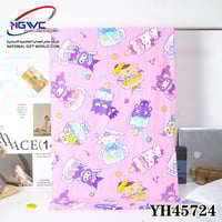 منشفة قطنية وردية بطبعات كرتونية لطيفة مثالية للأط...