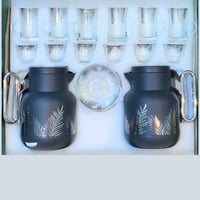 طقم ترامس وكاسات وبيالات بنقشة