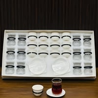 طقم فناجين شاي وقهوة 36 قطعة - ابيض - اسود