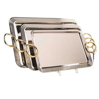 طقم صواني كروم ذهبي 3 قطع