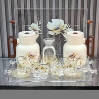 طقم تنسيق فاخر 22 قطعة بيج ترامس وكاسات وبيالات وص...