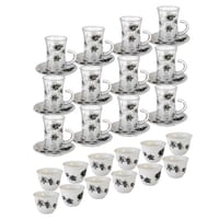 طقم كاسات وبيالات مشجر 36 قطعة