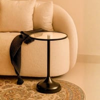 طاولة خدمة معدنية اسود بسطح قزاز