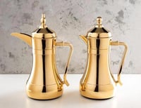 طقم ترامس شاي وقهوة بتصميم عصري انيق لون ذهبي لامع