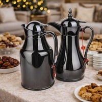 ترامس قهوة وشاي طقم حبتين استيل وقزاز