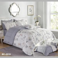 مفرش سرير نفر ونص دانتيل ابيض بنفسجي غامق