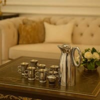 طقم ترمس و6كاسات و6 بيالات استيل بالكامل