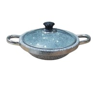 قدر طبخ حجري 22 سم بغطاء زجاجي