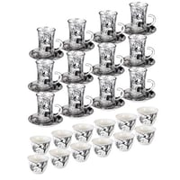 طقم كاسات وبيالات مشجر 36 قطعة