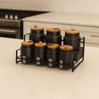 طقم علب بهارات سيراميك 7 قطع مع استاند