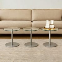 طقم طاولات معدنية بسطح قزاز3 قطع