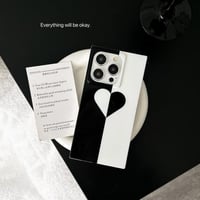 Square black and white color matching heart