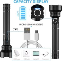 كشاف يدوي LED قابل لاعادة الشحن، اضاءة التكتيكية