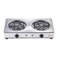 دي ال سي موقد كهربائي شعلتين حلزوني - ستانلس ستيل