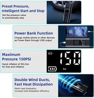 منفاخ هواء متنقل قابل للشحن شاشة ديجيتال مع كشاف ل...