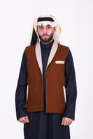 سديري دبل فيس بني غامق مع بيج