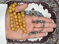 سبحة فاتوران أصفر معرق طربزونة فضة