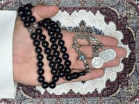 سبحة فاتوران أسود كركوشة فضة حلبية