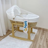 سلة موسى خزف مع حامل هزاز خشبي