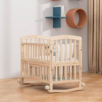 سرير أطفال هزاز مع ناموسية وخزانة – قابل للدمج مع...