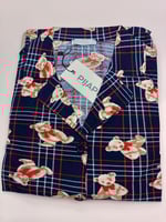 بجامه نسائي كحلي كاروهات بنقشة دببه