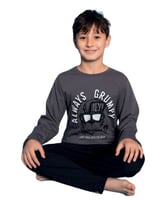 بجامة ولادي رمادي قطن 100% 4-11 سنة