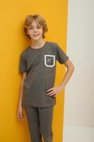 بجامة ولادي صيفي رمادي 5-12 سنة