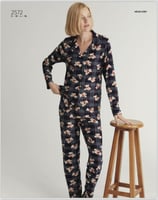 بجامه نسائي كحلي كاروهات بنقشة دببه