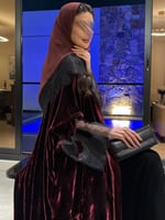 عباية مخمل فاخر بكم دانتيل