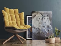 لوحات خيول باللون الابيض.