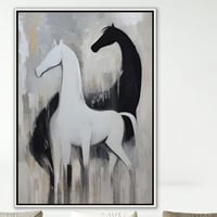 لوحة خيول بالفن التجريدي.