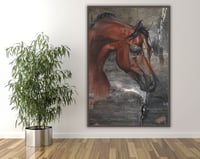 لوحة الاصالة لوحة خيل عربي بني .